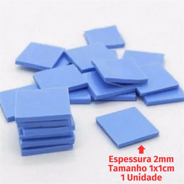 Thermal Pad Dissipador Térmico - Espessura 2mm - Tamanho 1x1cm - 6.0w/mk - 1 Unidade