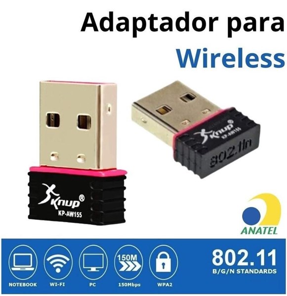 Adaptador Wifi Wireless USB Nano - 150Mbps - KP-AW155 KT-AW155
