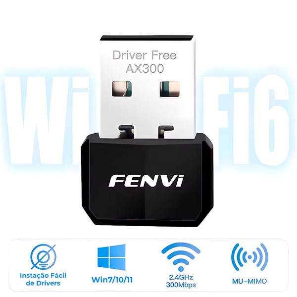 Adaptador Wifi Wireless USB - Wifi 6 - 300Mbps - AX300 - Fenvi