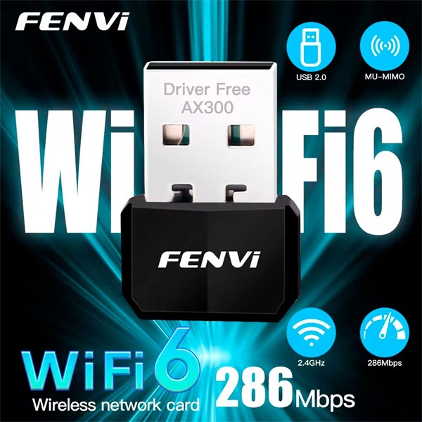 Adaptador Wifi Wireless USB - Wifi 6 - 300Mbps - AX300 - Fenvi