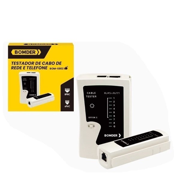 Testador de Cabo de Rede RJ45 e RJ11 - BOM-6802