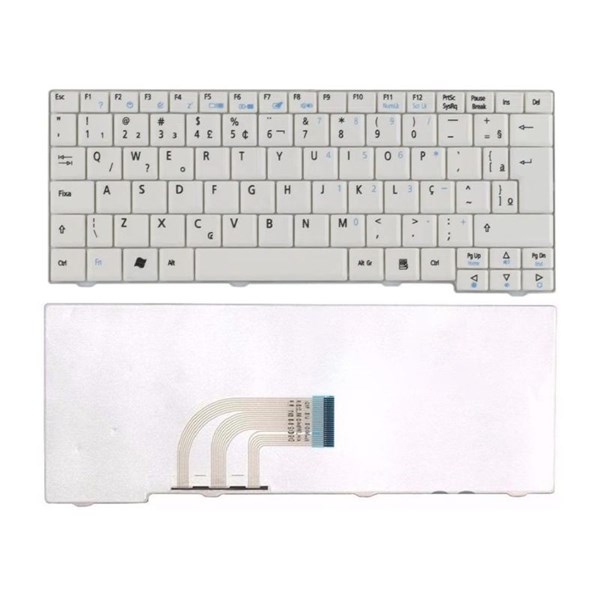 Teclado Para Netbook Acer Aspire One A110 A150 D150 D250 P531H 531 571 KAV60 ZG5 eMachines EM250 PK1306F0160 PK1306F0200 - Branco - TC294