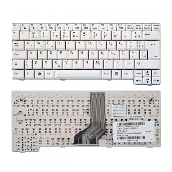 Teclado Para Netbook LG X120 X120L X120G X13 X130 UL1 AEUL1600010 AEW72909206 MP-08J76PA-920 - Branco
