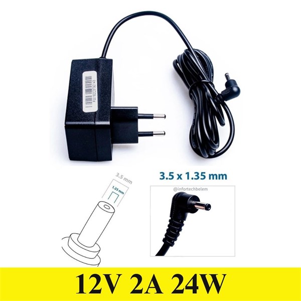 Fonte Carregador Para Notebook Compaq Legacy Ultra Positivo Multilaser 12V 2A 24W - 3.5x1.35mm - PC222 PC150 PC151 PC224 PC230 PC232 PC236 PC237 PC238 PC310 ZR3630 XR3635 C4500D C4500C C4128D N1240 C4 ...