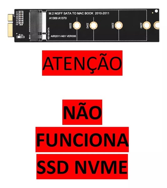 Adaptador SSD M.2 SATA NGFF Para Macbook Air A1369 A1370 AIR2011 2010 2011 - 6+12 Pinos