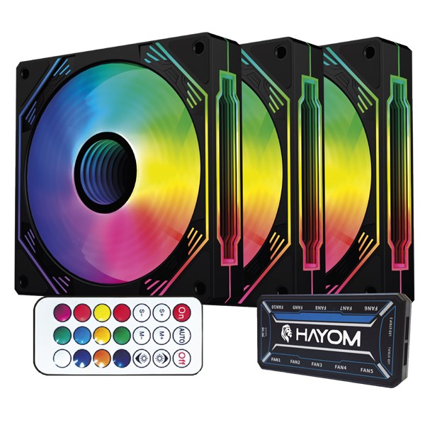 Kit 3 Fans Coolers 12x12cm Preto - Com Controlador e Controle Remoto - FC1308