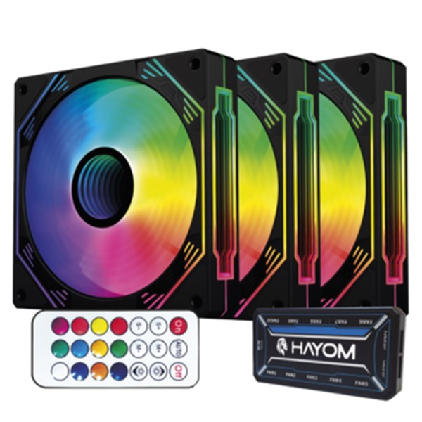 Kit 3 Fans Coolers 12x12cm Preto - Com Controlador e Controle Remoto - FC1308