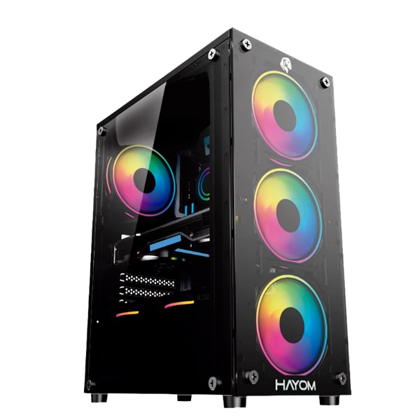 Gabinete Gamer Preto - Com 4 Fans Inclusos - GB1749 - Sem Fonte - Tamanho 330x180x425mm - Hayom