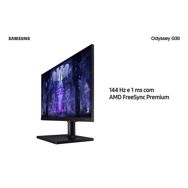 Monitor Gamer Samsung Odyssey 24", FHD, 144 Hz, 1ms, com ajuste de altura, HDMI, DP, VGA, Freesync, Preto, Série G3
