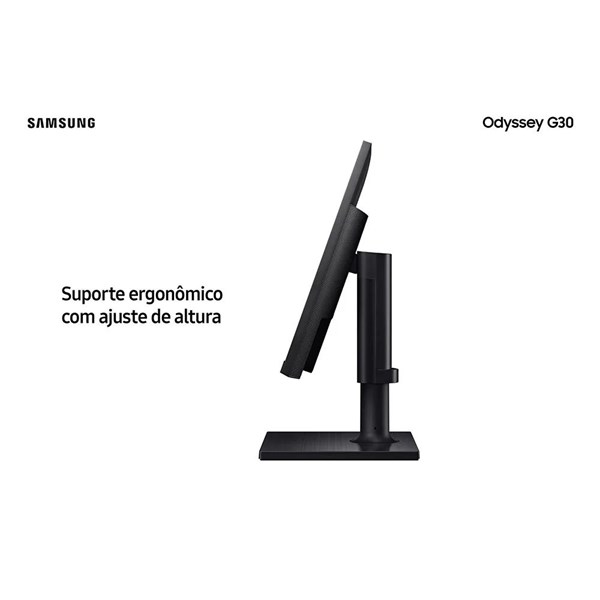 Monitor Gamer Samsung Odyssey 24", FHD, 144 Hz, 1ms, com ajuste de altura, HDMI, DP, VGA, Freesync, Preto, Série G3