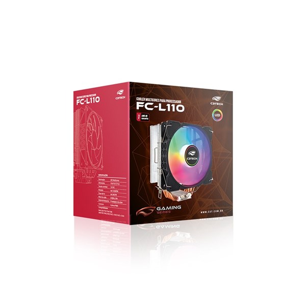 Cooler Para Processador CPU Intel LGA 775 1150 1151 1155 1156 1200 1366 AMD AM4 AM3 AM3+ AM2 AM2+ FM2 FM1 - FC-L110M - C3Tech