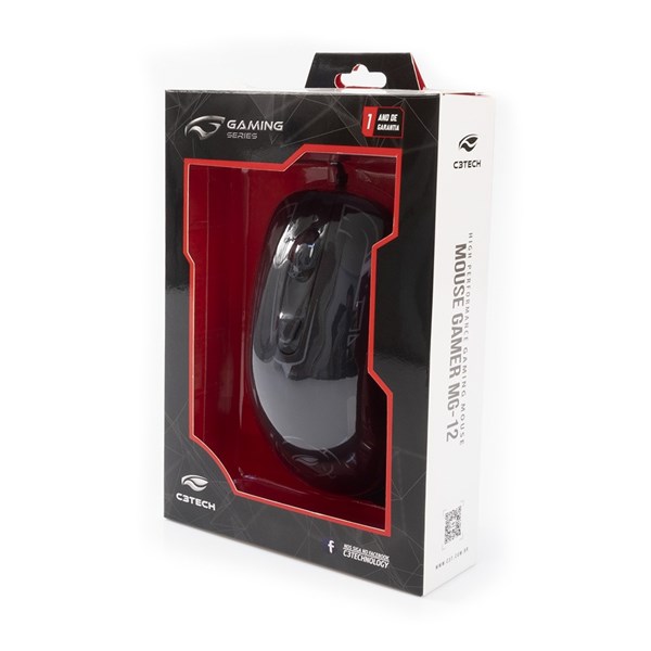Mouse Gamer USB 2400DPI - MG-12BK - C3Tech