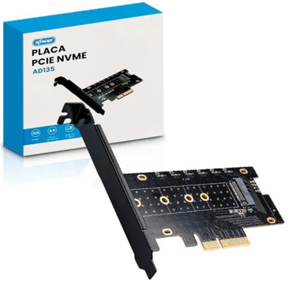 Placa PCIe Para SSD M.2 NVMe PCI-E 3.0 X4 X8 X16 - KP-AD135 - Knup