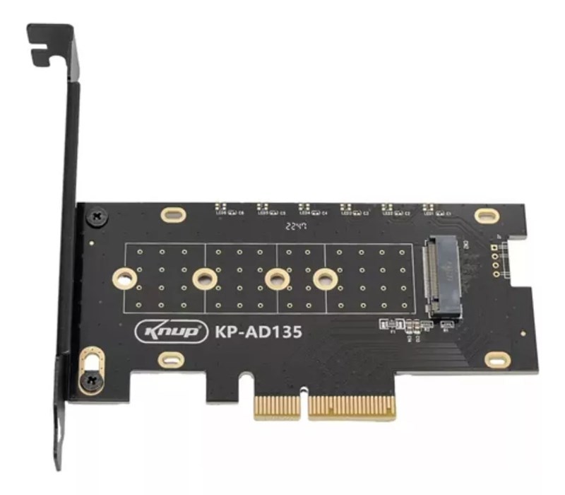 Placa PCIe Para SSD M.2 NVMe PCI-E 3.0 X4 X8 X16 - KP-AD135 - Knup