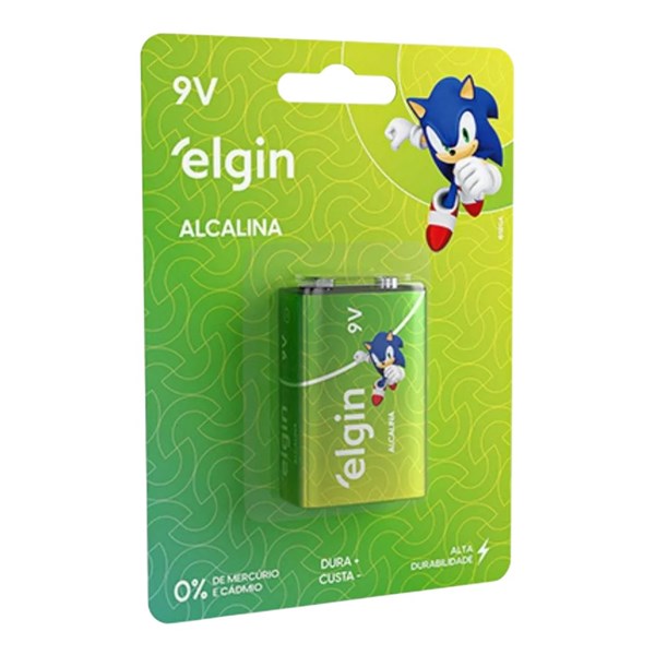 Bateria Alcalina 6LR61 9V - Elgin - 1 Unidade