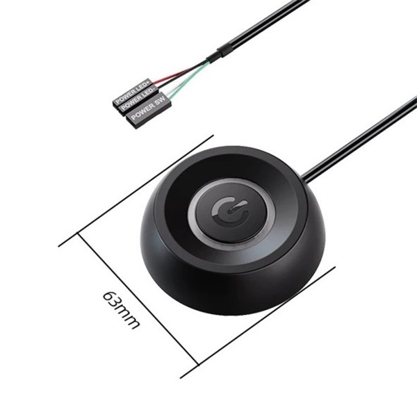 Botão Power Para PC Desktop Computador - Com LED RGB - Com Cabo 1.8M - Power Switch Extension Cable - X3-BK-1.8M