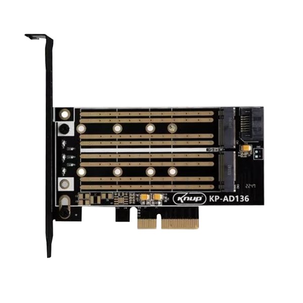 Placa PCIe Para SSD M.2 NVMe e M.2 SATA NGFF PCI-E 3.0 X4 X8 X16 - KP-AD136 - Knup