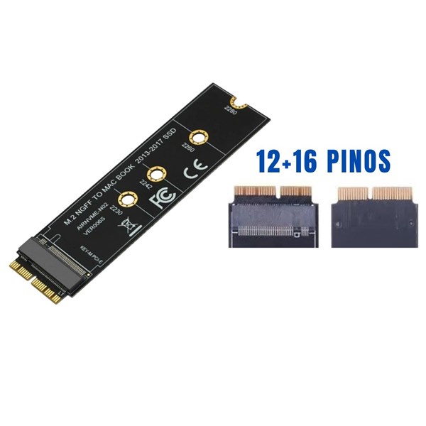 Adaptador SSD M.2 NVMe Para Macbook A1398 A1502 A1465 A1466 2013 2014 2015 2016 2017 iMac A1418 2013 2017 - 12+16 Pinos