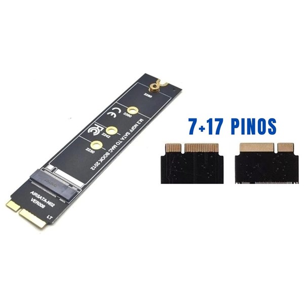 Adaptador SSD M.2 SATA NGFF Para Macbook Air A1465 A1466 2012 MD223 MD224 MD231 MD232 7+17 Pinos