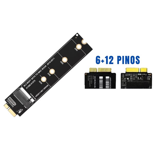 Adaptador SSD M.2 SATA NGFF Para Macbook Air A1369 A1370 AIR2011 2010 2011 - 6+12 Pinos
