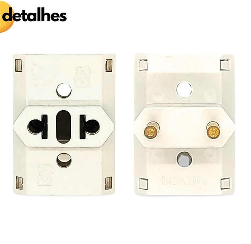 Adaptador de Tomada Benjamim T Com 3 Entradas 10A 20A Até 250V