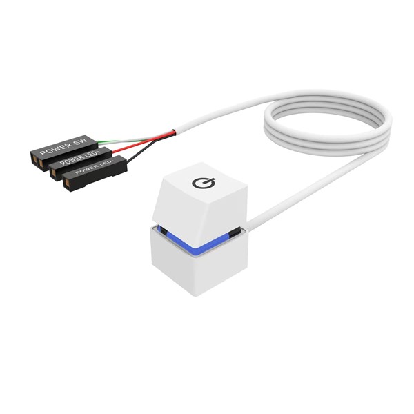 Botão Power Para PC Desktop Computador - Com LED RGB - Com Cabo 2M - Power Switch Extension Cable - Branco
