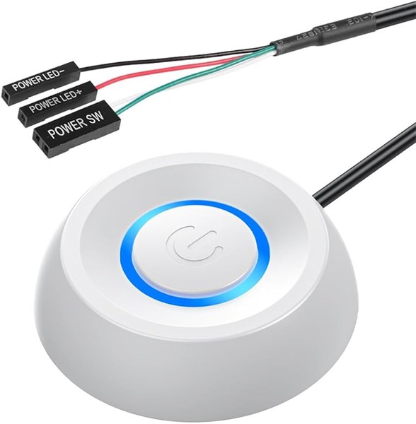 Botão Power Para PC Desktop Computador - Com LED RGB - Com Cabo 1.8M - Power Switch Extension Cable - X3-BK-1.8M - Branco