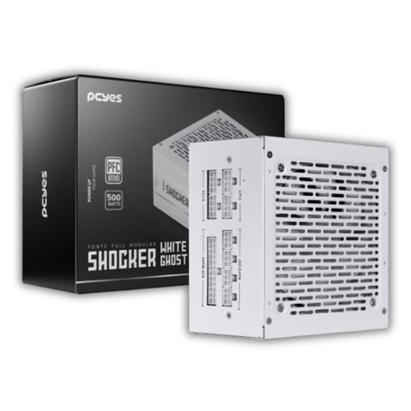 Fonte ATX 500W Gamer Modular 80Plus White - White Ghost Shocker Full - FM500WWG - PCYES