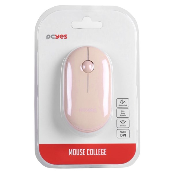 Mouse Sem Fio 1600DPI - College Pink Silent Click - Dual Mode Wireless + Bluetooth - PMCWMDSCP - PCYes