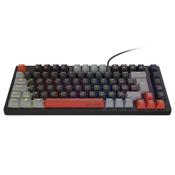 Teclado Mecânico 75% Kirin Black Vulcan - Switch Blue - LED Rainbow - PTKR75BL - PCYES