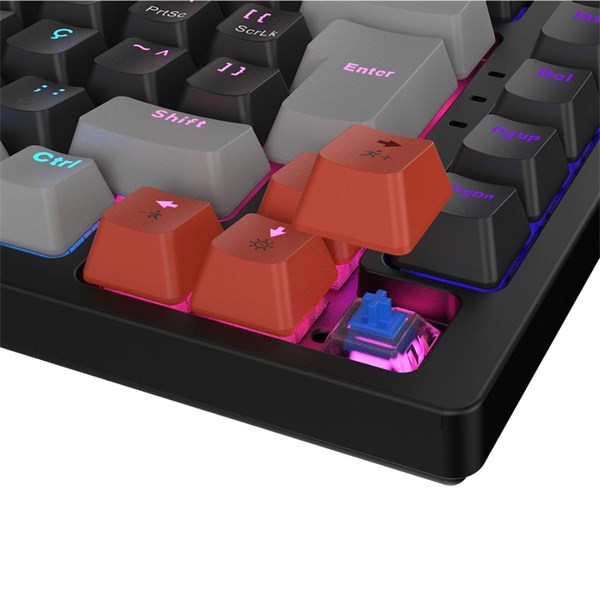 Teclado Mecânico 75% Kirin Black Vulcan - Switch Blue - LED Rainbow - PTKR75BL - PCYES
