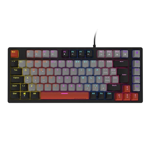 Teclado Mecânico 75% Kirin Black Vulcan - Switch RED - LED Rainbow - PTKR75RD - PCYES