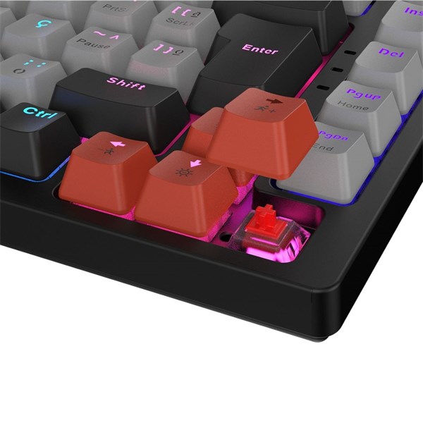 Teclado Mecânico 75% Kirin Black Vulcan - Switch RED - LED Rainbow - PTKR75RD - PCYES