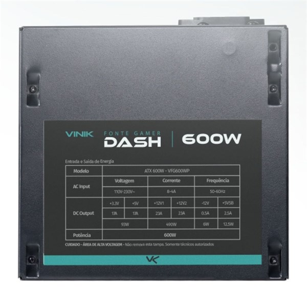 Fonte ATX 600W Gamer Dash - Preta - VFG600WP - VINIK