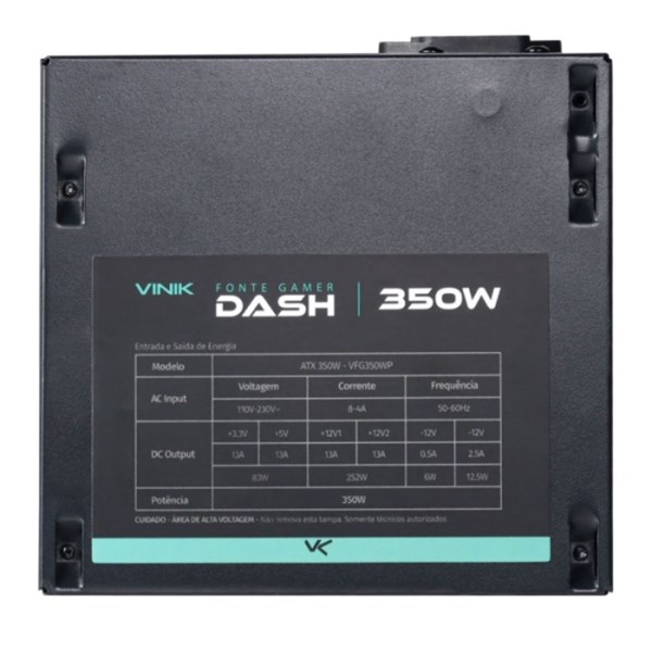 Fonte ATX 350W Gamer Dash - Preta - VFG350WPV2 - VINIK
