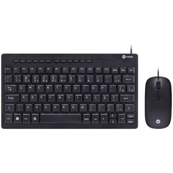 Combo Mini Teclado E Mouse Com Fio USB - Teclas Chocolate - Mouse 1200DPI - Cabo 1.8M - DC120 - Preto - VINIK