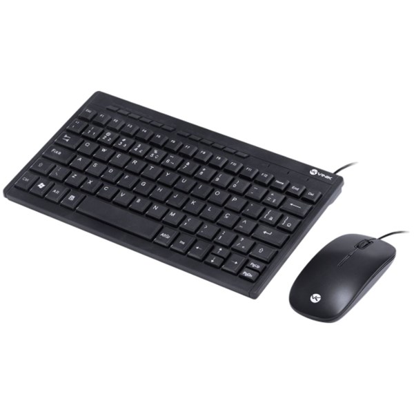 Combo Mini Teclado E Mouse Com Fio USB - Teclas Chocolate - Mouse 1200DPI - Cabo 1.8M - DC120 - Preto - VINIK
