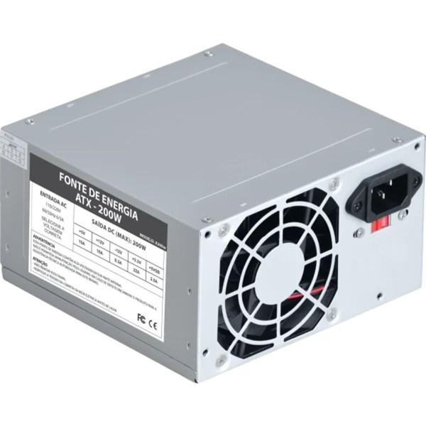 Fonte ATX 200W - Cooler 8cm - Sem Cabo de Força - VKOEM