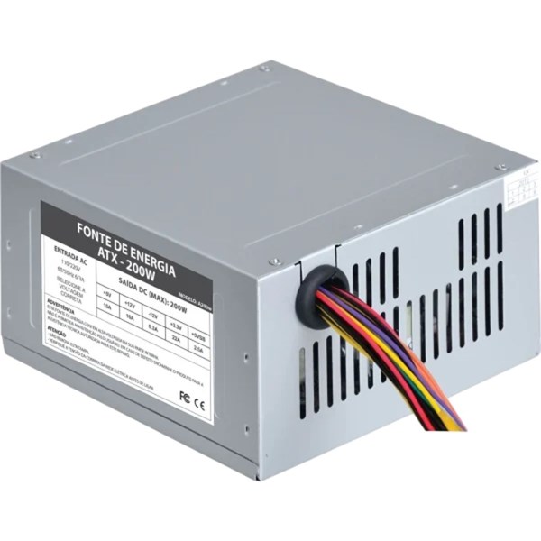 Fonte ATX 200W - Cooler 8cm - Sem Cabo de Força - VKOEM