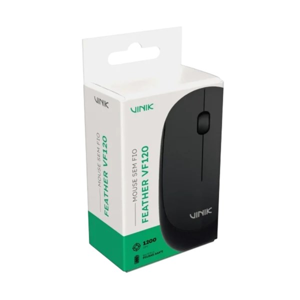 Mouse Sem Fio 1200DPI - Featther VF120 - Preto - VINIK