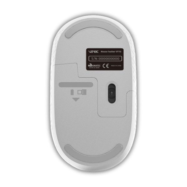 Mouse Sem Fio 1200DPI - Feather VF120  - Branco - VINIK