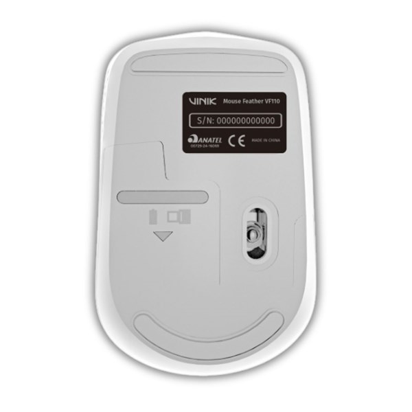 Mouse Sem Fio 1200DPI - Feather VF110 - Branco - VINIK
