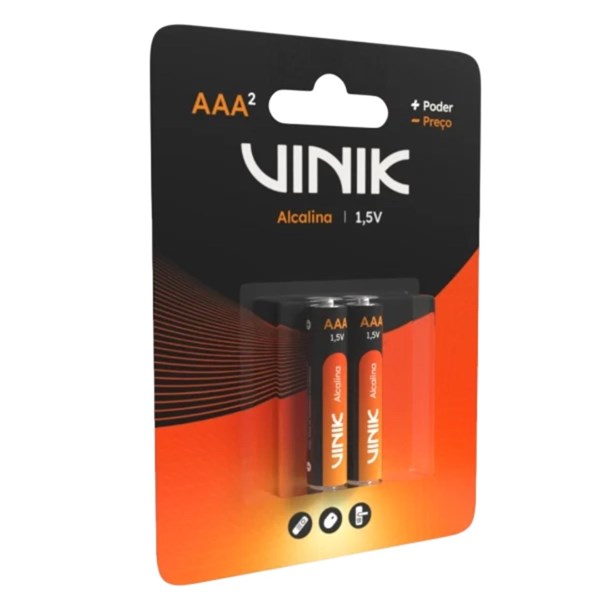 Pilha Alcalina AAA 1.5V - Com 2 Unidades - VP3AB2A - VINIK