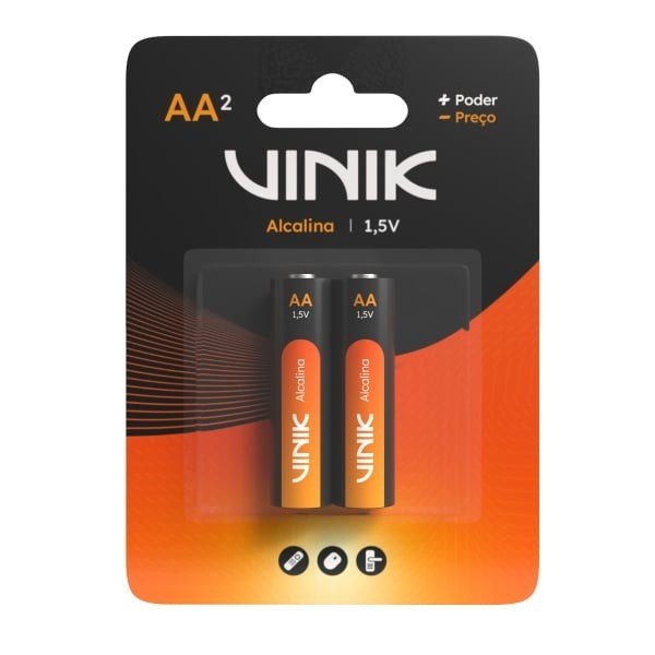 Pilha Alcalina AA 1.5V - Com 2 Unidades - VP2AB2A - VINIK