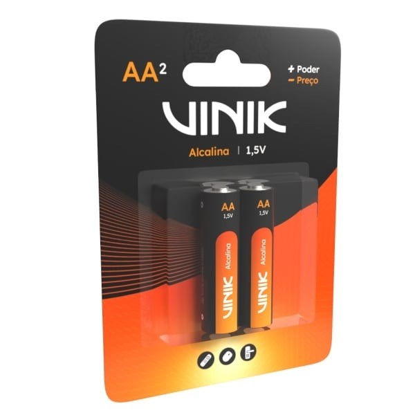 Pilha Alcalina AA 1.5V - Com 2 Unidades - VP2AB2A - VINIK