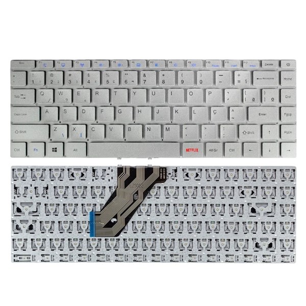 Teclado Para Notebook Mutilaser Ultra UB420 UB430 UB432 UB433 UB530 UB532 - Cinza - Sem Moldura - TC1140