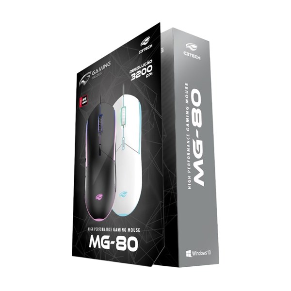 Mouse Gamer USB 3200DPI - MG-80WH - C3Tech