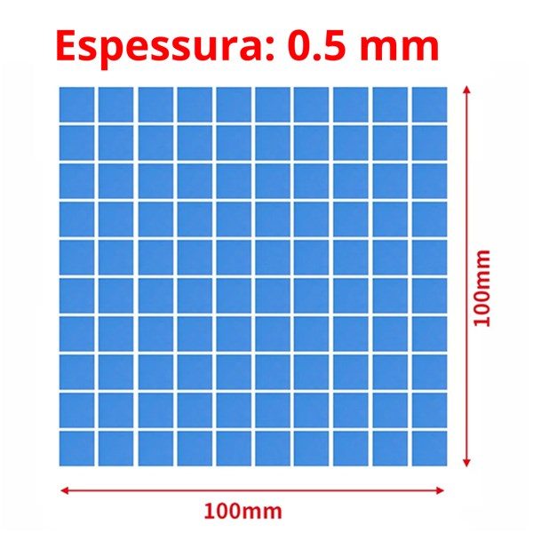 Thermal Pad Dissipador Térmico - Espessura 0.5mm - Tamanho 10x10cm - 4.5w/mk - Cortado 1x1cm - Power UP