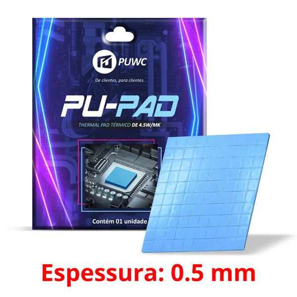 Thermal Pad Dissipador Térmico - Espessura 0.5mm - Tamanho 10x10cm - 4.5w/mk - Cortado 1x1cm - Power UP