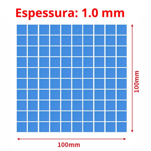 Thermal Pad Dissipador Térmico - Espessura 1.0mm - Tamanho 10x10cm - 4.5w/mk - Cortado 1x1cm - Power UP